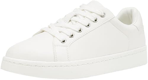 Vepose Women's White Walking Casual Sneakers, Dressy Arch Support Comfortable Low Top Tennis Lace up 8003 Shoes, Size 7.5M US, (CJY8003 White 07.5)