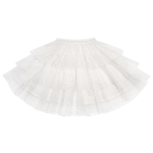 Stelle White Tutu Girls 4t Puffy Tulle 3 Layered Tutu Skirt for Casual Daily Wear(White,4-5Y)