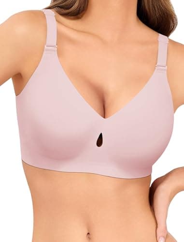 Easybunny Jelly Bras for Women No Underwire Racerback & U Back T-Shirt Bra Comfort Bralettes with Extra Extenders-Pink,XL