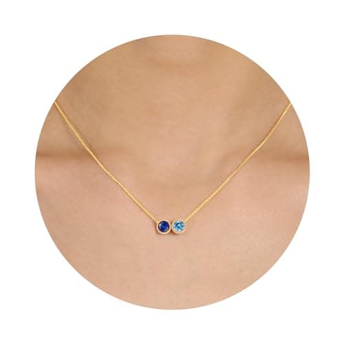 Sistble September Birthstone Necklace Birthday Gifts for Teen Dainty Sapphire Topaz Necklace for Women Mothers Day Necklaces Gift Gold Jewelry