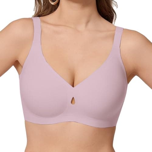 COCOMARTS Jelly Bras for Women No Underwire Seamless Push Up Bra Full Support Comfort Bralettes Wireless Plunge Everyday Bra Pink 2X-Large