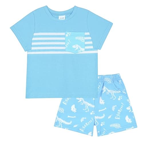 JiuBreeze Toddler Boy Summer Short Sets 2-Piece Cotton Outfit (18-24M