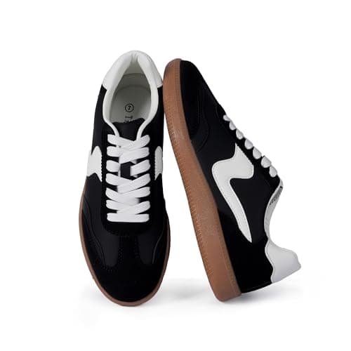 Tigeridea Black Sneakers for Women Business Casual Comfortable Tennis Shoes Lace up Slip on Women's Fashion Sneakers Size 9.5