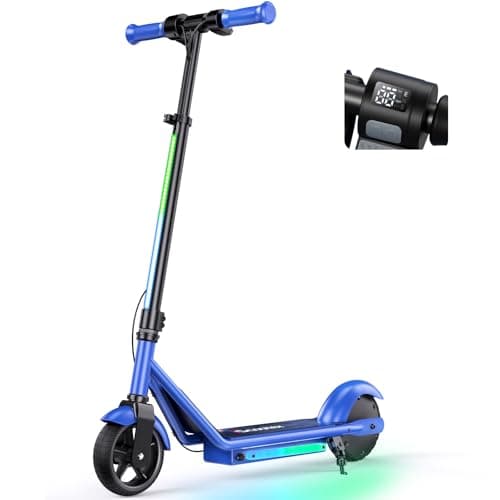 iScooter IK3/IK3Pro Electric Scooter for Kids Aged 6-12,10MPH Top Speed, 3 Heights (IK3Pro), Magnetic Charging,Colorful Lights,LED Display,150W (IK3Pro-3/6/10MPH & 3 Heights, Blue)