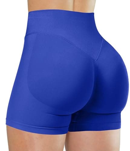 Unthewe Womens Workout Seamless Scrunch Butt Lifting Shorts High Waisted Tummy Control Gym Yoga Shorts(U516-Enchanted Blue-M)