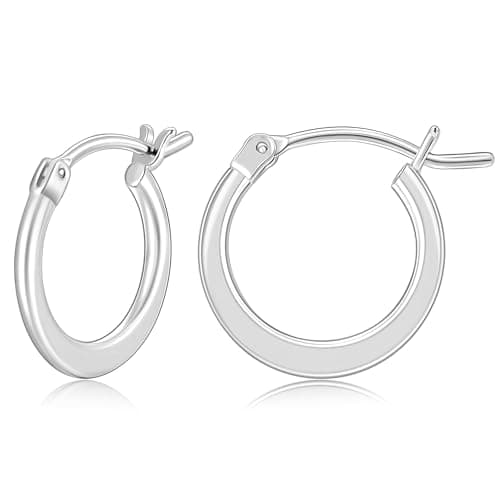 Gacimy Small Silvertone Hoop Earrings for Women 14k White Gold Plated, Hypoallergenic Silvertone Earrings Hoops 15mm