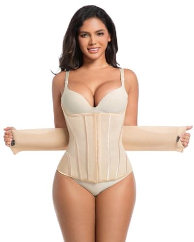 GROW LOOP Waist Trainer for Women Faja Body Shaper Tummy Control Shapewear Waist Cincher Corset, Double Belt Wrap Corset Trainer Tummy Control Shaper Beige
