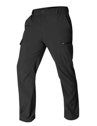 MOURCE Summer Hiking Pants Men Lightweight - Water Resistant Stretch Cargo Pants with Pockets, Black