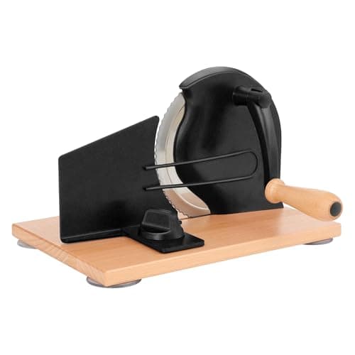 CAWIU Manual Bread Slicer with Hand Crank- Adjustable Thickness Bread Cutter for Even Slices, Perfect for Homemade Sourdough, Sandwich, and More, Black