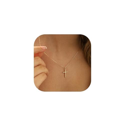 JNZSSWHJJH Cross Necklace for Women - 18K Gold Plated Cross Pendent Necklace for Women Trendy Gold Jewelry Easter Basket Essentials Stuffers Fillers Christian Religious Christmas Gifts