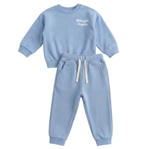 Snuggle Squad Organic Cotton Baby & Toddler Sweatsuit – 2pc Cozy Premium Sweatshirt & Jogger Set – OEKO-TEX Certfied Outfit Size: 4T, Baby Blue