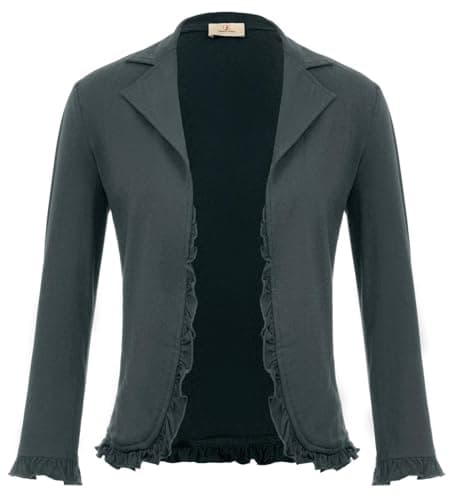 GRACE KARIN Blazers for Women Business Casual 3/4 Sleeve Cropped Blazer Jacket Summer Lightweight Cardigan Dark Gray XL