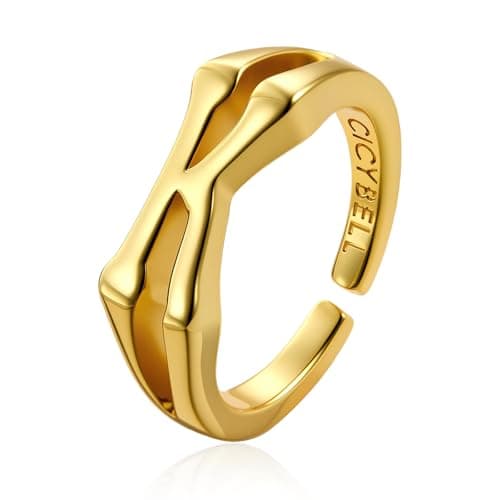 Cicy Bell Womens 18k Gold Plated Initial Statement Rings Bold Letter Personalized Initial Stacking Rings