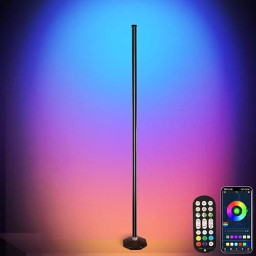 PTVGS LED RGB Corner Lamp: Smart RGB LED Corner Floor Lamp Adjustable Height with 16 Millon RGBWIC Color Changing Lights 300+ Scene,Music Sync&Timer,Ambient Lighting for Living Room,Bedroom,Game Room