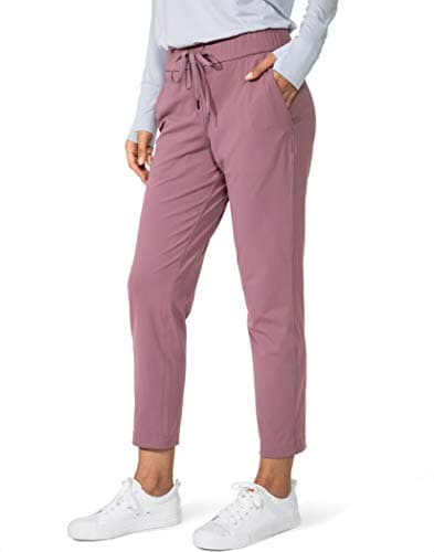 G Gradual Women's Pants with Deep Pockets 7/8 Stretch Sweatpants for Women Athletic, Golf, Lounge, Work (Pink, Small)