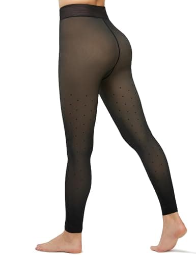 Fleece Lined Tights Footless Women Sheer Warm Pantyhose Leggings Toeless Fake Translucent Thermal Thick Winter No Feet Tights
