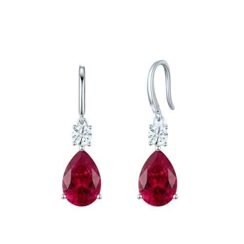 Teardrop Dangle Drop Earrings -925 Sterling Silver Birthstone Earring Jewelry Birthday Gifts for Women,Girlfriend,Wife,Mom - Graduation, Friendship,Birthday, Anniversary (07 - Ruby)
