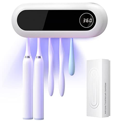 MIMORE Toothbrush Holder, 5 Toothbrush Slots & Timer Function, Cordless Wall Mounted Toothbrush Holders for Bathrooms