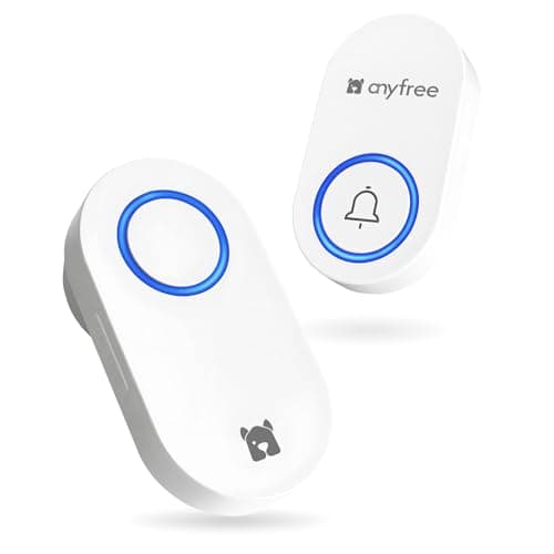 anyfree Wireless Doorbell No Battery Needed, Waterproof Door Bell with 600ft Range, 60 Adjustable Chimes, 4 Volume Level Modes from 0dB to 100dB, Classroom,Home,Office,Hospital,Warehouse