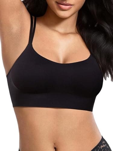 Tarbo T-Shirt Bras for Women No Underwire Criss Cross Back Bra Wireless Seamless No Padding Invisible Bralettes Black XL