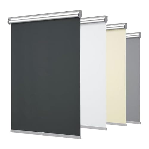 Changshade 100% Blackout Roller Shades for Windows,Room Darkening Thermal Insulated Pull Down Window Blinds, Cordless Free-Stop Shade,Easy Install UV Protection Door Blind for Home,Black,21"W x 72"H