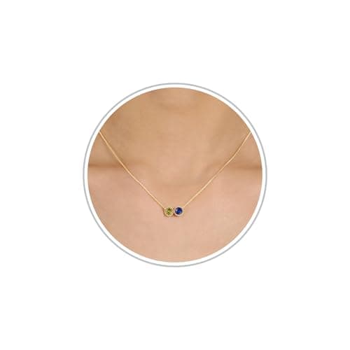 Sistble August Birthday Gifts for Women Peridot Sapphire Necklace 2 Birthstone Necklace for Teens 14K Gold Necklaces Jewelry