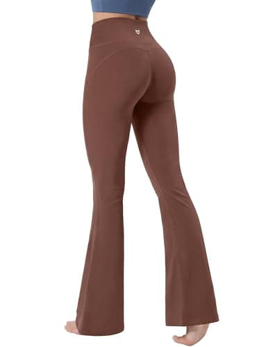 TomTiger Flare Leggings for Women Bootcut Yoga Pants with Tummy Control High-Waisted and Wide Leg 30'' (Bootcut Coffee,S)