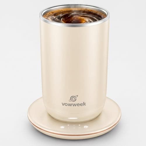 Self Stirring Coffee Mug, 10 oz Heated Mug with Magnetic Stirring, White