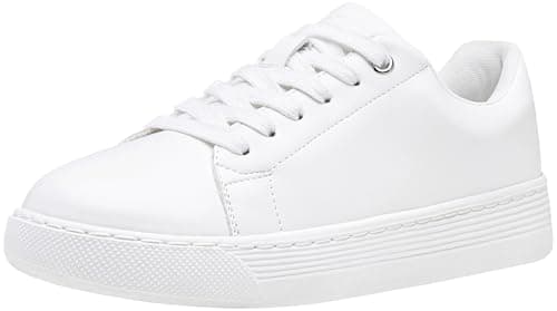 Vepose Women's Fashion Walking Sneakers, Comfortable Tennis Lace up Slip On 8012A Shoes, Size 9M US(CJY8012A White 09)