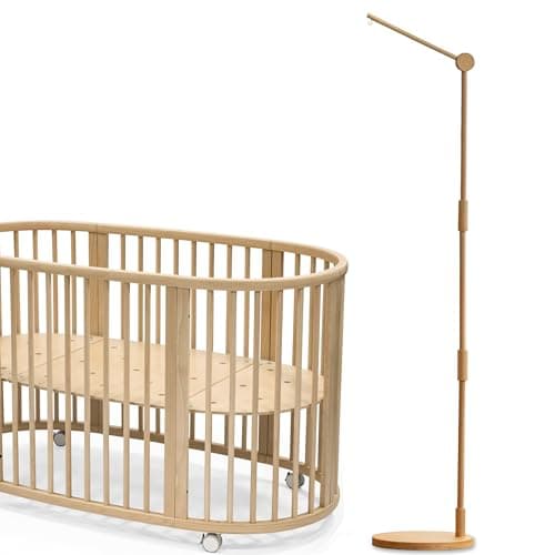 Lanttoe Wooden Floor-Standing Crib Mobile Arm Pro 61 Inches for Baby Nursery-Movable Baby Mobile Hanger with Strong Anti-Dumping Attachment-100% Natural Beech Wood-Thicker Wooden Pole-UpgradeThickened