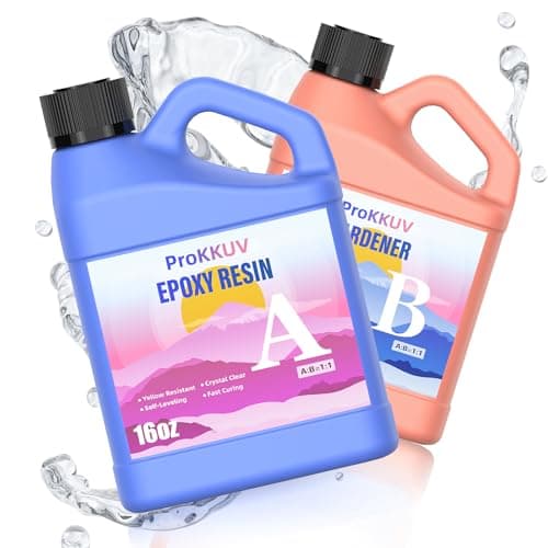 ProKKUV Epoxy Resin Kit, 32OZ Crystal Clear Resin Epoxy, Bubble Free, No Yellowing, UV Resistant, Food Safe, Easy Mix 1:1 for DIY Crafts Resin Jewelry Making(16OZ x 2)