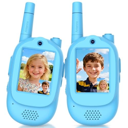 Video Walkie Talkies for Kids, 2 Pack Rechargeable HD Screen Walkies Talkies with 600 FT Outdoor Range, Voice Changer, Watch Straps & Lanyards – Camping Trips Gift for Boys Girls Ages 3-12 (Blue)