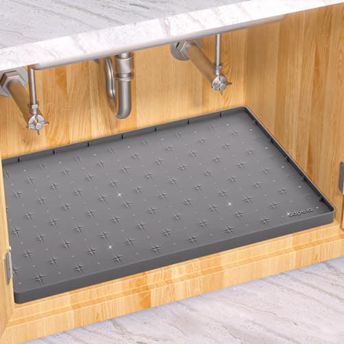 Sdpeia Under Sink Mat 19"×19" Waterproof Silicone Cabinet Liner & Sink Protector for Kitchen & Bathroom, Multi-Purpose Organizers Tray for Pets, Laundry, Cat Litter Mat,Gray