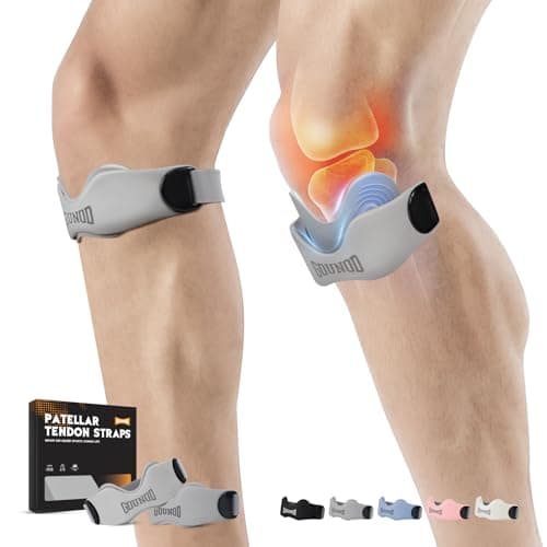 GOUNOD Patellar Tendon Support Strap 2 Pack,Silicone Knee Strap for Knee Pain Relief,Patella Band for Basketball, Jumpers Knee, Tendonitis, Running, Hiking, Soccer, Osgood Schlatter(Grey)