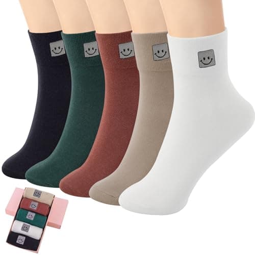 HUGSWEET Thin Soft Cotton Crew Socks for Women Ankle above Bootie Socks Gifts for Women 5-10 Pairs