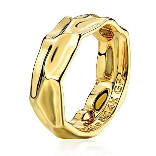Valloey Rover Gold Rings for Women 14K Gold Filled Band Rings Statement Ring Chunky Jewelry Gift for Women Comfort Fit Size 6