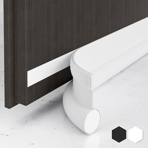 SYIPO One Side Door Draft Stopper,36.6" Adjustable Door Stoppers for Bottom of Door,Install Quick Door Seal Strips Sweeps Sound Proofing,Blocks Cold Air & Noise|Fit for Exterior/Interior Doors,White