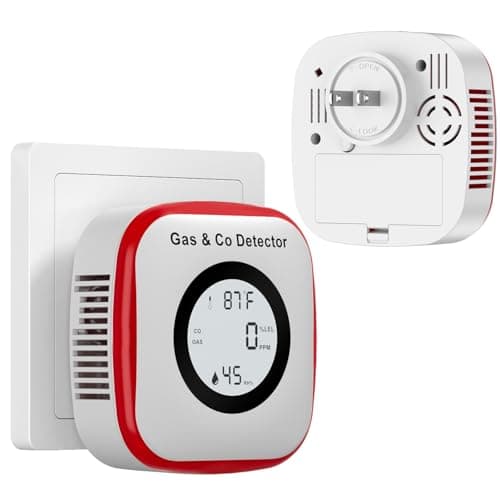 Carbon Monoxide Detectors & Gas Leak Detector, Carbon Monoxide Detectors Plug in & Battery Backup with Temperature Humidity Sensor Built-in, Natural Gas Detector Sound & Light Warning for Home