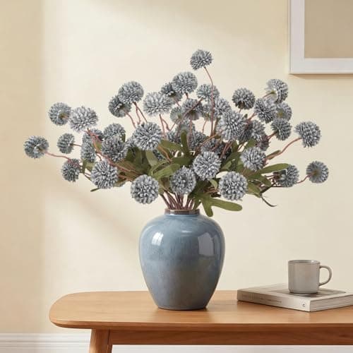 MERRI GLOW 6Pcs Spring Flowers Artificial Fake Flowers Bulbs Silk Faux Chrysanthemums Flores for Indoor Outdoor DIY Bouquets Wedding Centerpieces Home Decoration