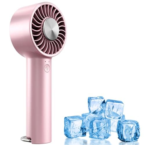Portable Ice Cooling Handheld Fan with Semiconductor Cooling Plate, USB Rechargeable Personal Turbo Mini Hand Held Fan that Blow Cold Air, 5 Speeds Ice Cooler, Gift for Womens, Mens, Travel, Outdoor