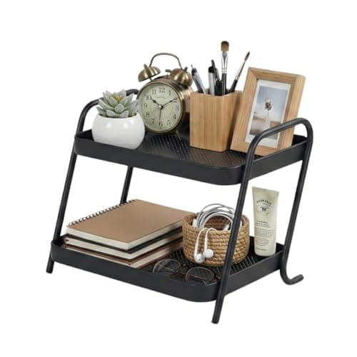 NobleForm Desk Organizer 2-Tier Storage Shelves Multifunctional Desktop Organizer for Office, Dresser, Kitchen, Adjustable Compact Storage Solution for Cosmetics, Office Supplies, Condiments, and Food