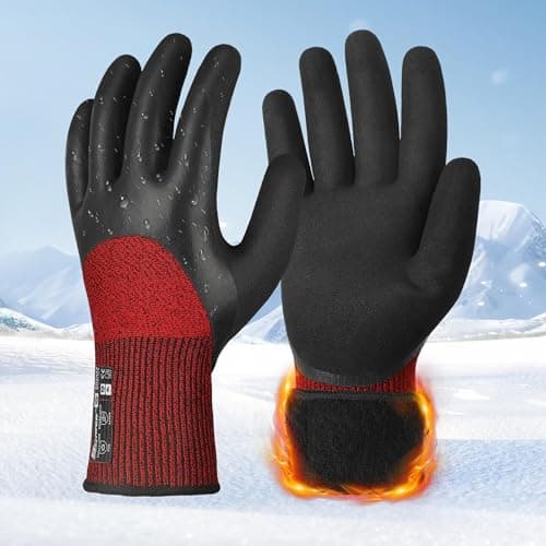 Schwer 6 Pairs Winter Work Gloves with 3/4 Double-Dipped Coating, Thermal Insulated Gloves with Grip & Abrasion Resistance, ANSI A2 Cut Resistant Warm Glove for Cold Weather, Snow, M, CR3313