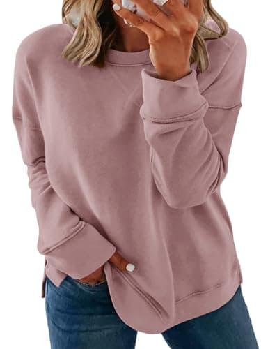 TAKEYAL Women Plus Size Oversized Sweatshirt Crewneck Hoodies Shirts 2024 Fall Pullover Top Trendy Preppy Clothes (Pink, 2XL)