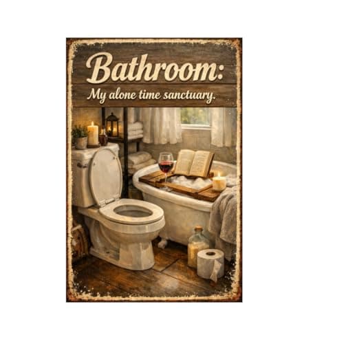 Bathroom My Alone Time Sanctuary Metal Tin Sign Vintage Relax Wall Decor Funny Restroom Artwork Rustic Home Spa Toilet Plaque Meditation Style Gift 8x12 Inch Pre Drilled Hanging Sign