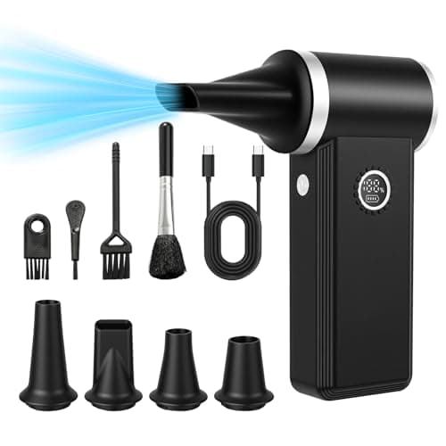 Efficore Super Power Compressed Air Duster, 180K RPM Brushless Motor, 45W Fast Charge; 4 Gears Adjustable Cordless Electric Air Duster; Rechargeable Air Blower for PC, Car, House, Outdoor Cleaning