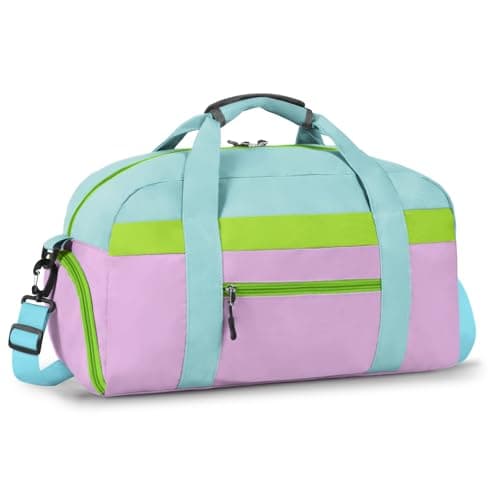 WOOMADA Travel Duffle Bag, Weekend Bag with Wet Pocket & Trolley Sleeve, Overnight Duffel(blue&purple)
