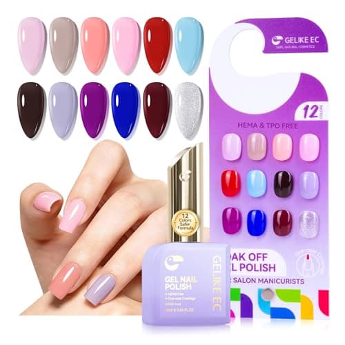 gelike ec Gel Nail Polish Set: 16ML 12 Colors Kit HEMA & TPO Free Hypoallergenic Formula Professional Soak Off UV LED Gel Polish for Natural & Fake Nails