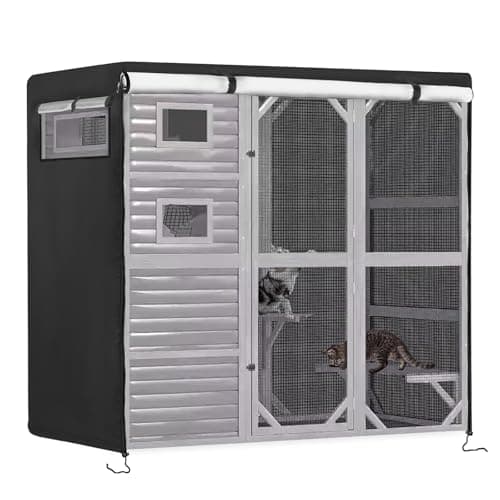 Colewin Catio Cover,79" L x 37" W x 70" H Cover for Catio Outdoor Cat Enclosure Waterproof, 420D Cat Cage Covers for Aivituvin Cats Catios, Outdoor Cats Enclosure Covers(Black)(Catios Not Included)