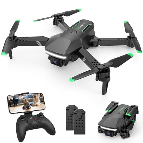 Drone with Camera for Kids - RC Helicopter Boy Gifts Toys, Mini FPV Drones with 1080P HD Camera, Foldable Remote Control Quadcopter with One Key Start, Stable Hover, Gesture Selfie, 2 Batteries, Black