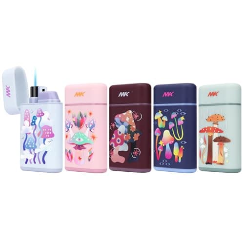MK Lighter 5-Pack Torch Flame Pocket Lighters, Refillable and Multipurpose, Ideal for Candles, BBQ, Camping, and Everyday Use (Myco-Cosmo-5PC)